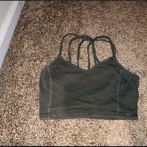 Cropped olive green criss cross tank